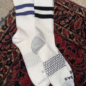 Bombas Vintage Style Black Stripe And Blue Stripe Crew Socks Size Large NEW